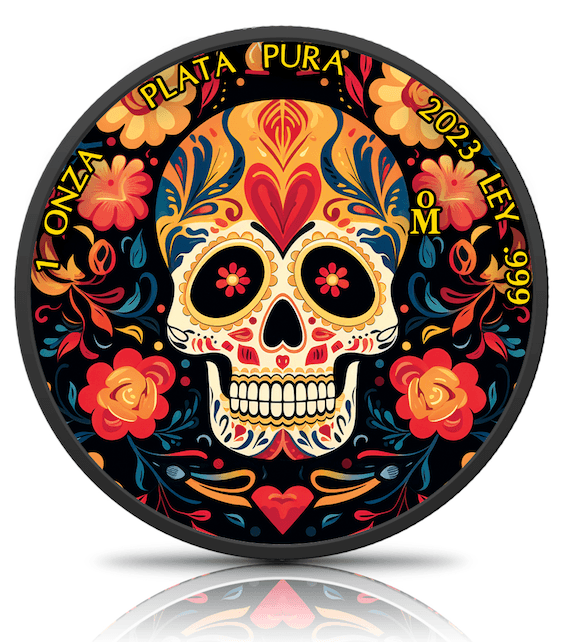 Imagen para 1 oz Silver Day of The Dead Silver Mexican Libertad (Ruthenium and Color)